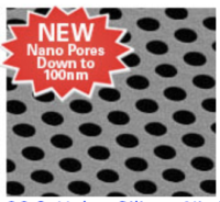 Film in nitruro di silicio Holey di nuovissima generazione da 200 nm con fori da 5um fino a 100nm
