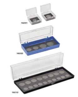 Le scatole per i dischi AFM / STM hanno un singolo polo magnetico nella base della scatola per conservare i dischi AFM con diametro di 6, 10, 12, 15 o 20 mm. Sono pensate per ordinare e organizzare i campioni AFM / STM e proteggerli dalla polvere